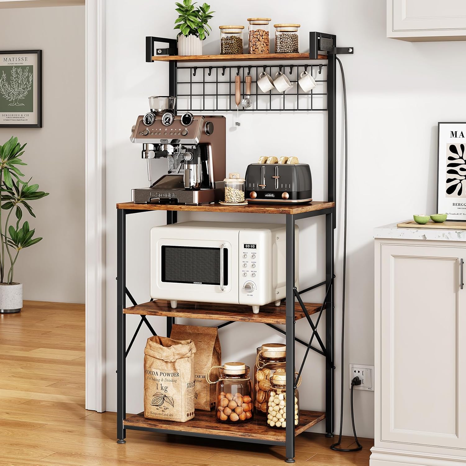 4-Tier Bakers Rack with Power & Wire Grid for SNTD