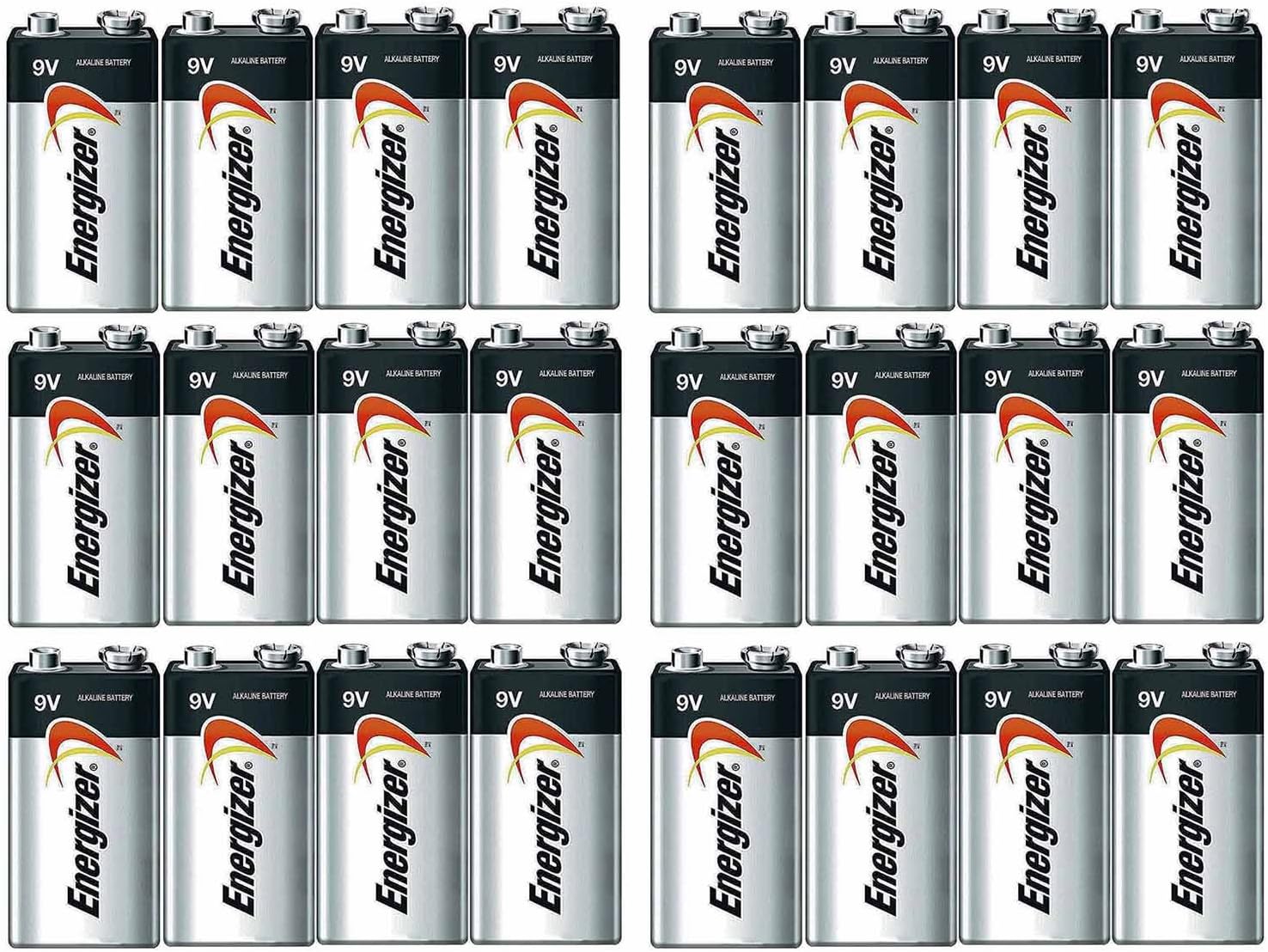 Energizer Max Alkaline 9 Volt Batteries, 24 Pack for Electronics