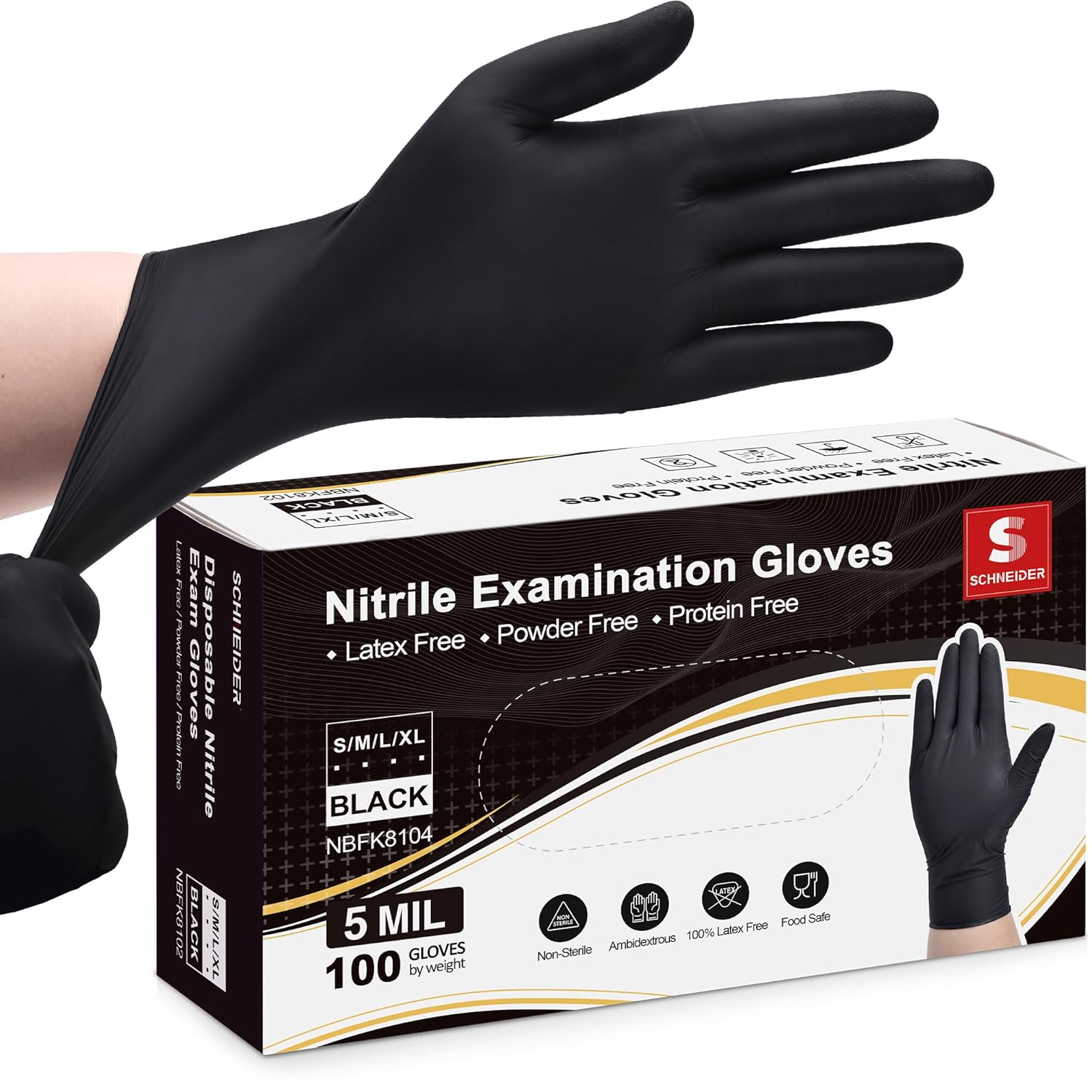Schneider Nitrile Exam Gloves: XL, Latex-Free, Food Safe