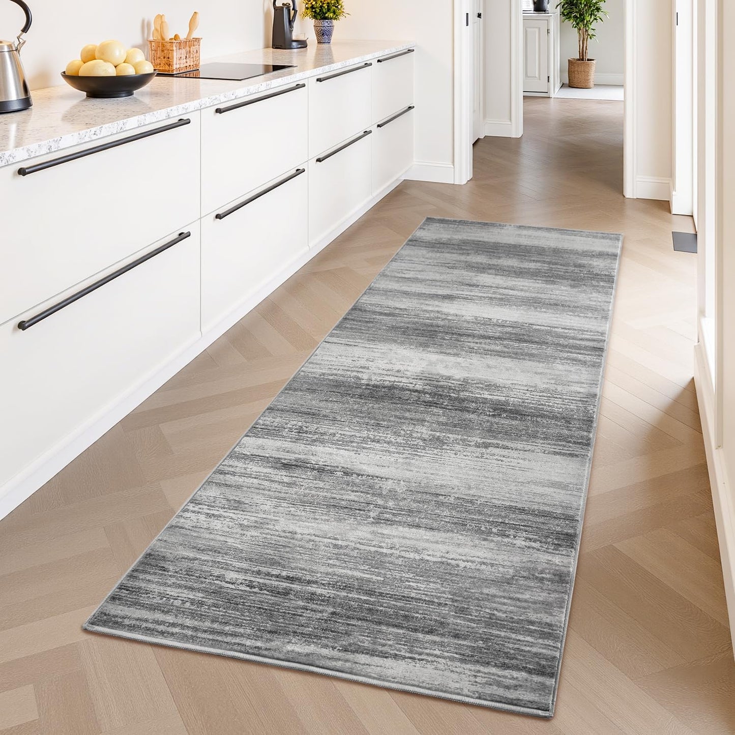 Modern Abstract Runner Rug - Soft Non-Slip Hallway Rug 2x10