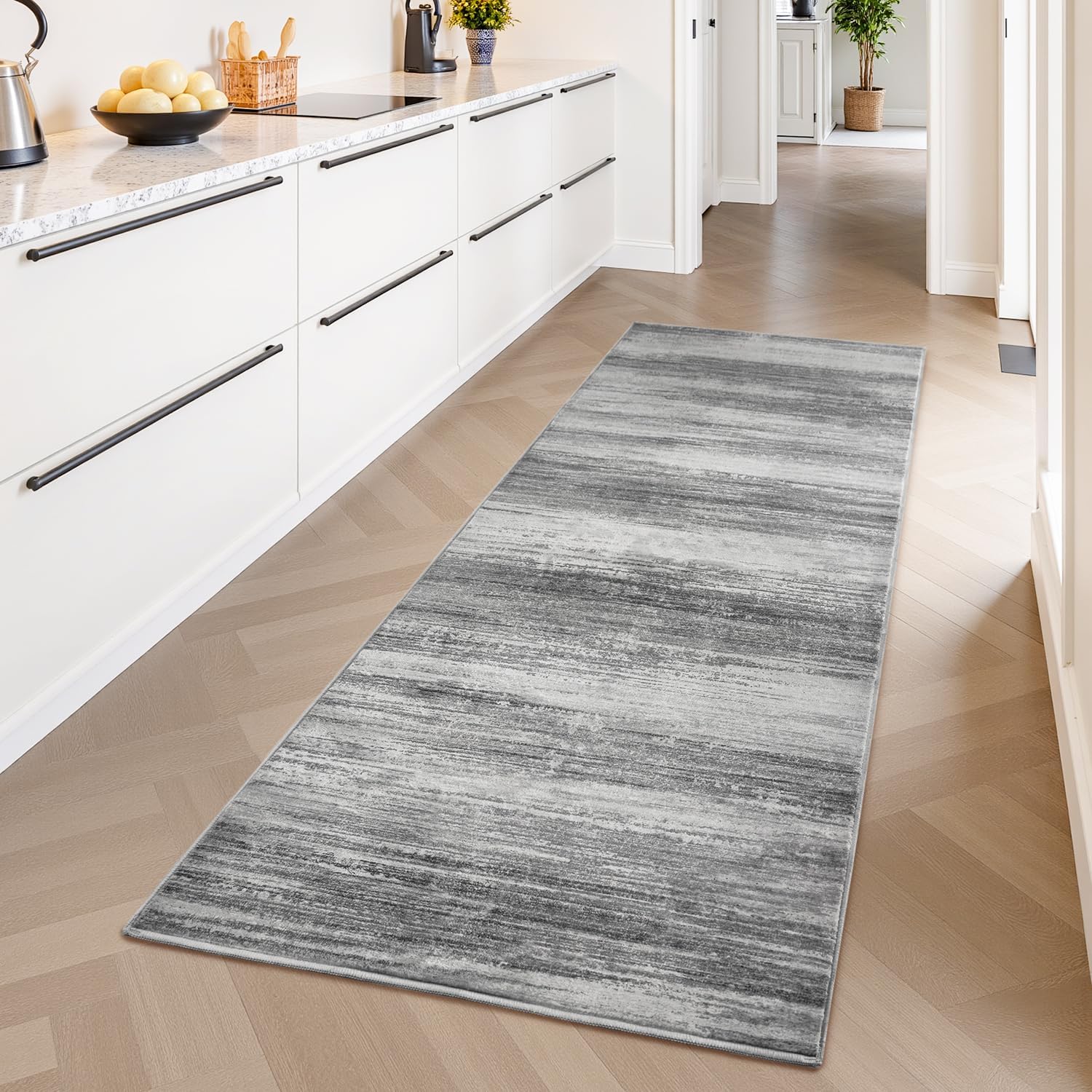 Modern Abstract Runner Rug - Soft Non-Slip Hallway Rug 2x10