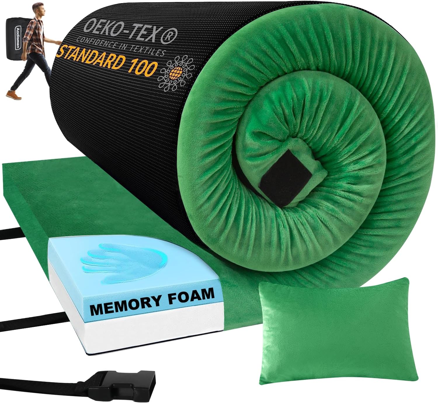 3 Inch Thick Memory Foam Sleeping Pad for Camping Comfort