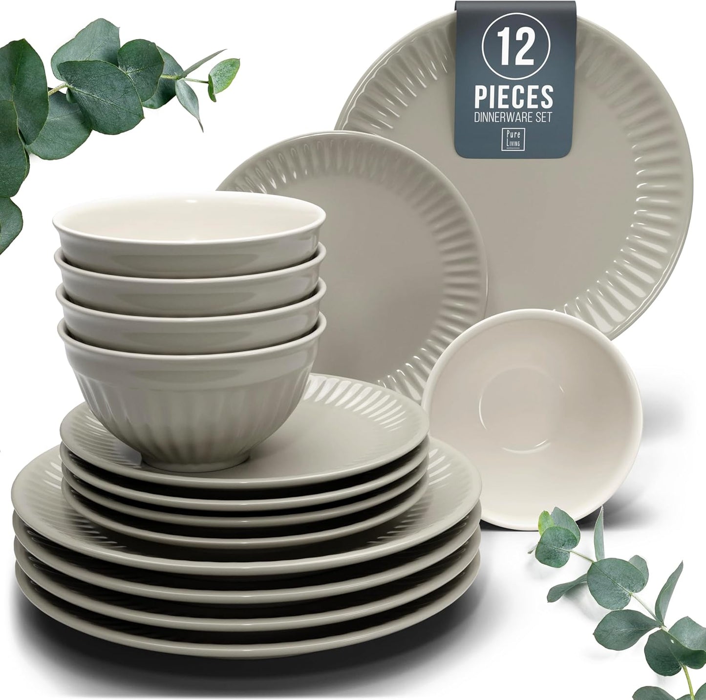 Stoneware Dinnerware Set for 4 People - Elegant Scandi Design