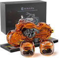 Motorcycle Whiskey Decanter Set for Men - Bold Biker Bar Centerpiece
