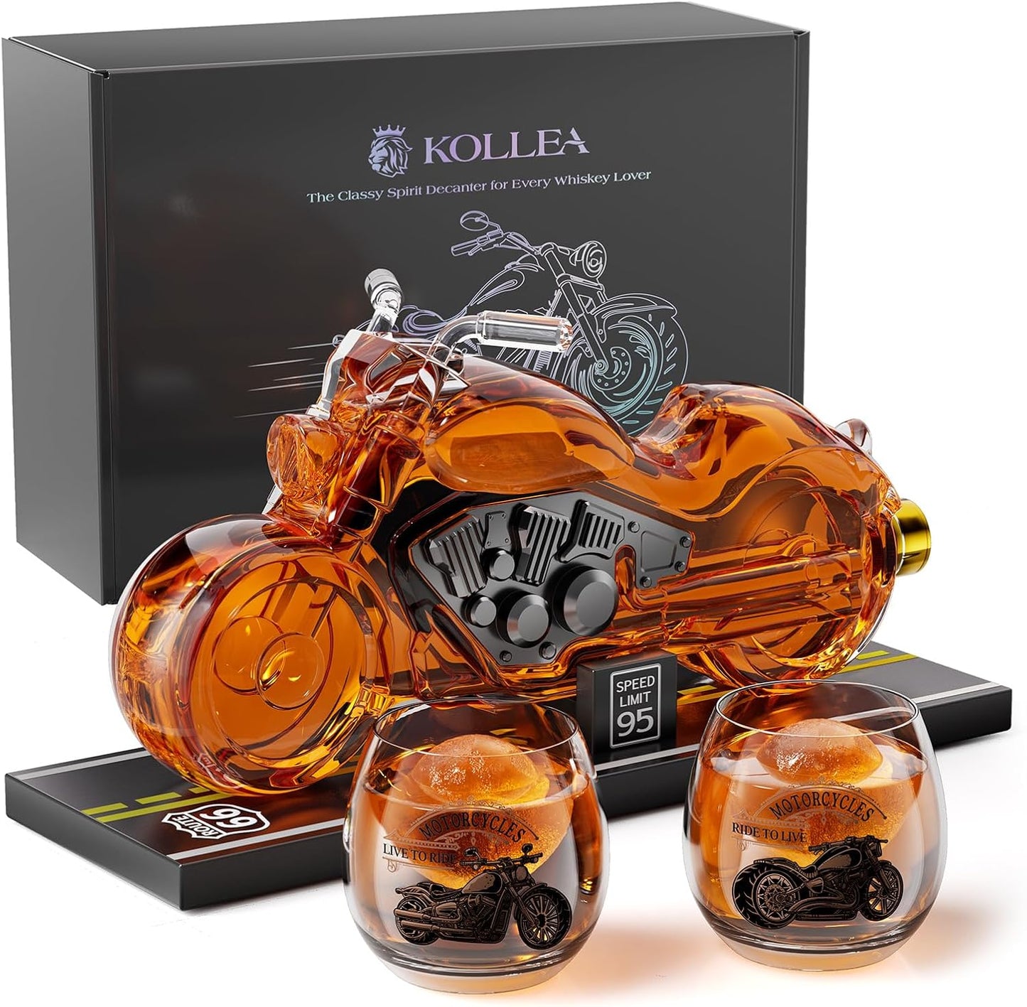 Kollea Motorcycle Whiskey Decanter Set for Men and Dads