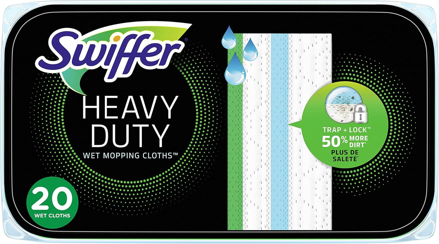 Swiffer Heavy Duty Wet Pads - Fresh Cleaning Cloths, 20ct