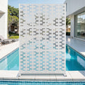 White Brick Metal Privacy Screen 72in H x 47in W - Free Standing Patio