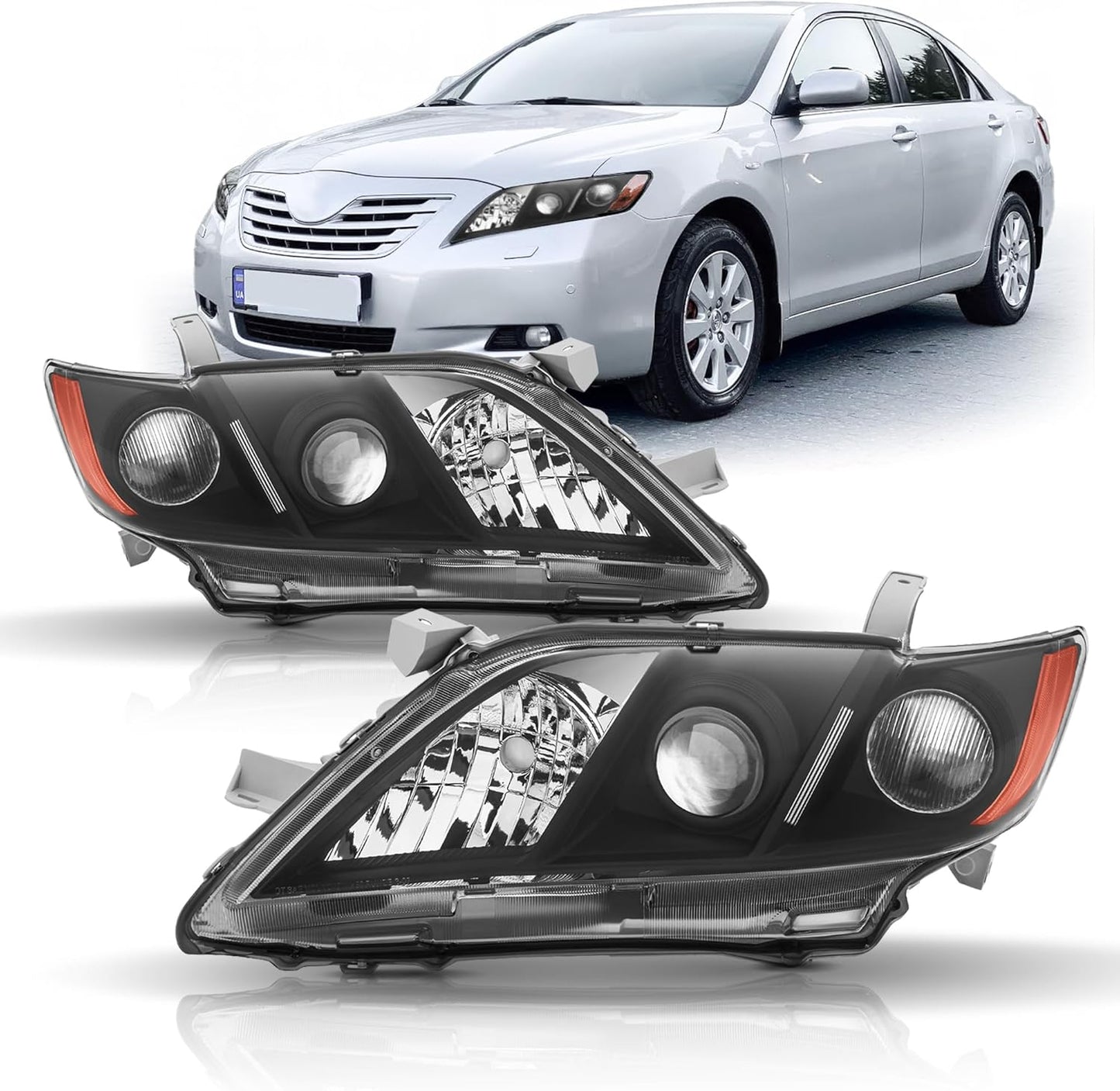 Headlight Assembly for 2007-2009 Toyota Camry - Black Housing