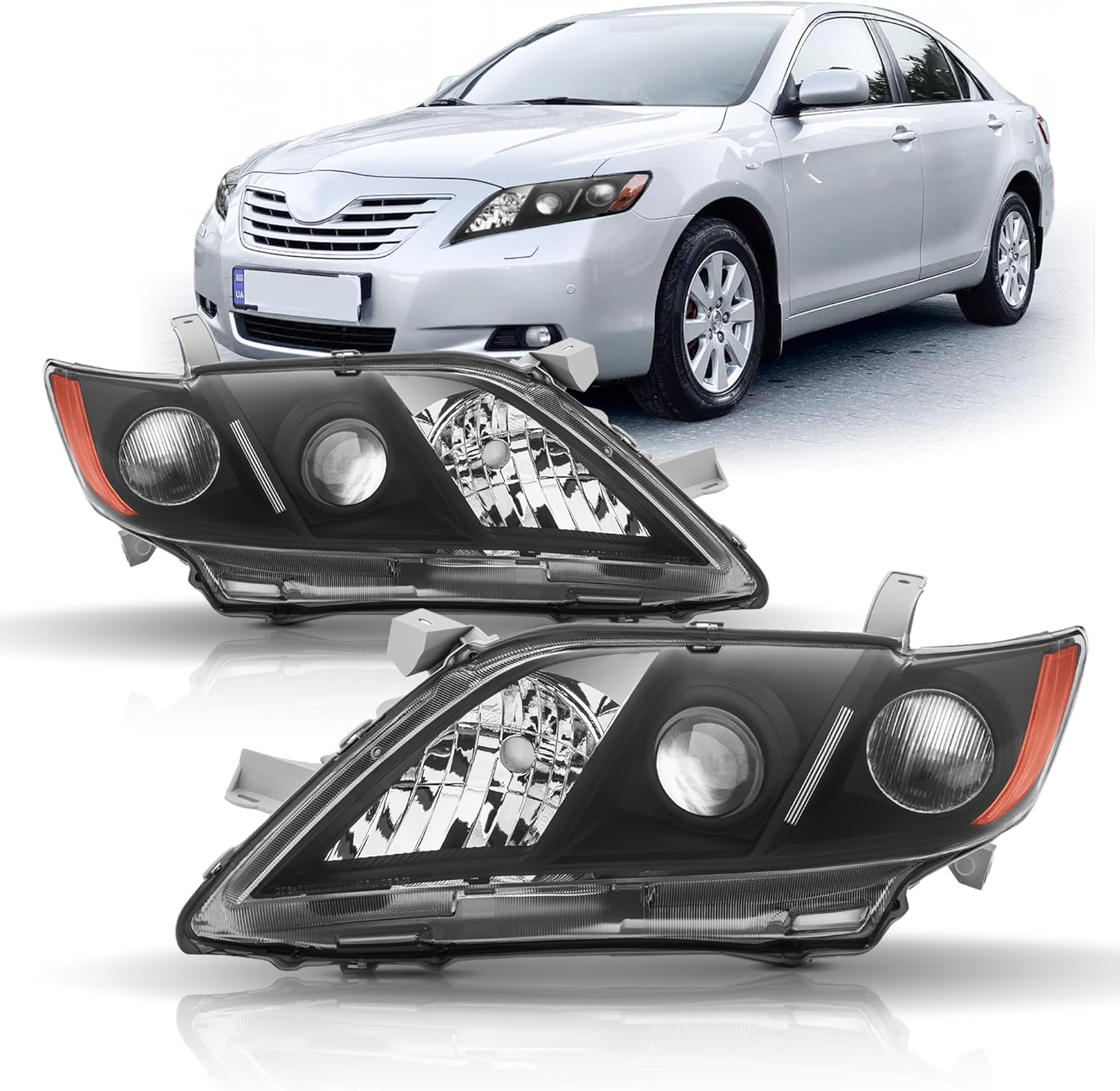 Headlight Assembly for 2007-2009 Toyota Camry - Black Housing