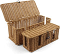 Rattan Cable Management Box 2 Pack - Large Cord Organizer with Lid