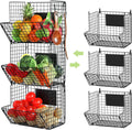 X-cosrack Metal Wire Basket Wall Mount 3 Tier - Space-Saving Storage