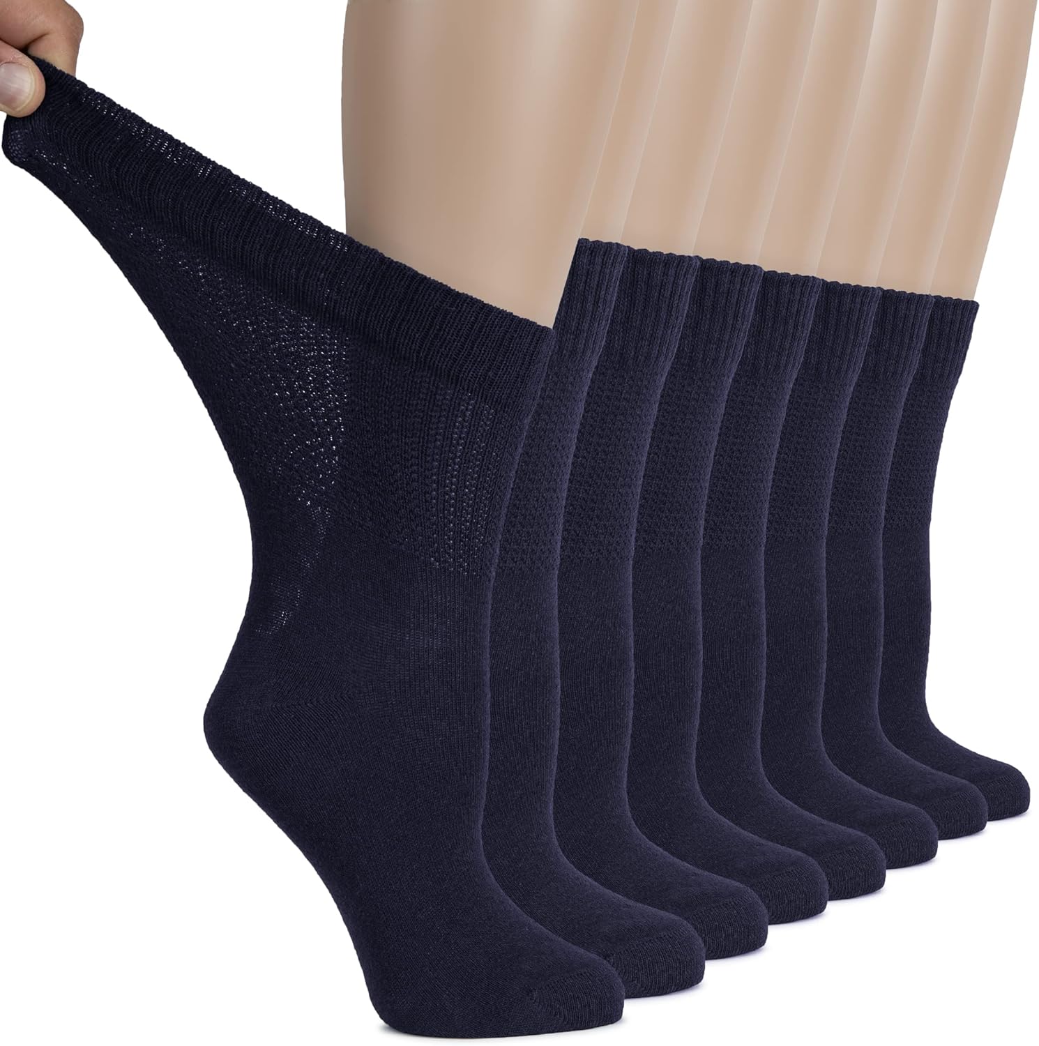 Hugh Ugoli Women's Cotton Diabetic Crew Socks for Comfort