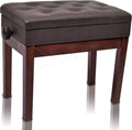 Adjustable Piano Bench with Storage - Vintage Brown PU Leather