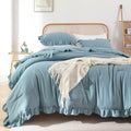 Full Size Mineral Blue Ruffle Comforter Set - Soft Year-Round Comfort