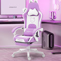 Dowinx Gaming Chair Cute Cat Ears with Massage Lumbar Support - Purple