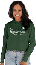 Blue 84 Women's Vintage Crop Hoodie - Michigan State Spartans Crop Top