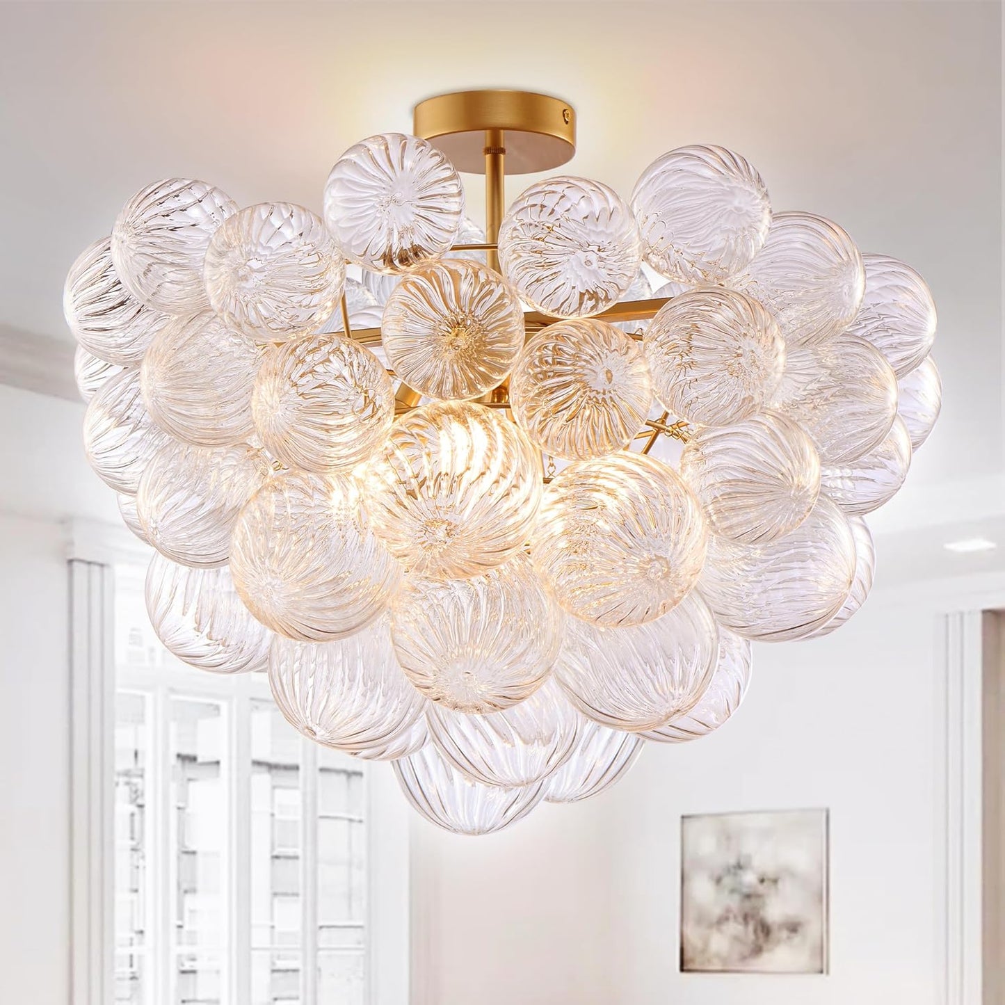 Nordic Bubble Ball Swirled Glass Ceiling Light Fixture for Home