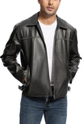 Fahsyee Faux Leather Jacket Men Lightweight Bomber - Vintage Lapel