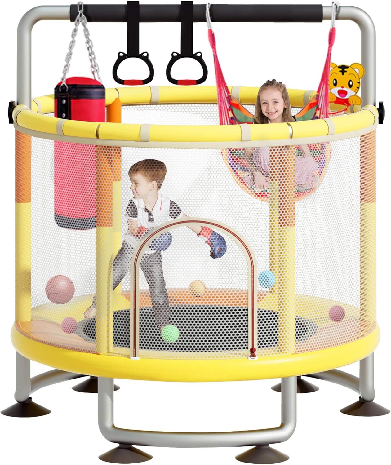5-in-1 Toddler Trampoline for Kids, 60in Indoor Outdoor Fun