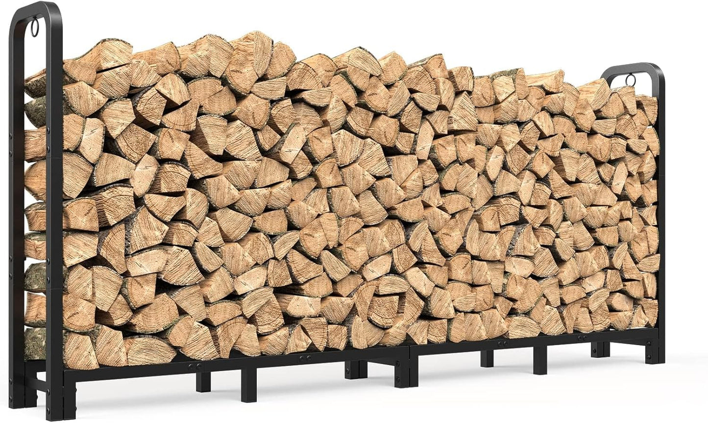 Mr IRONSTONE 8ft Firewood Rack for Indoor and Outdoor Use