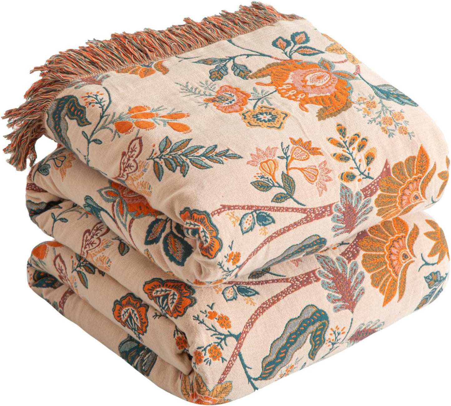 Boho Throw Blanket for Bed 60x80, Ultra Soft Cotton Quilt