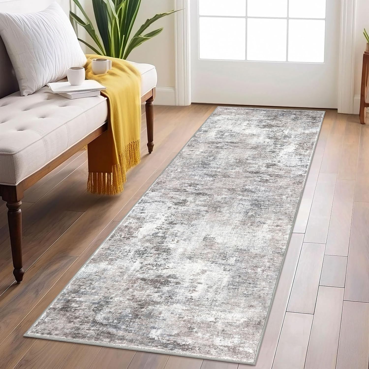Abstract Runner Rug 2x6 Washable Non-Slip for Hallways