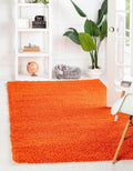 Uber Cozy Solid Shag Rug 9 ft x 12 ft Tiger Orange - Plush Comfort