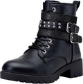 Vepose Women's 916 Ankle Boots - Lace Up Combat Booties with Zipper