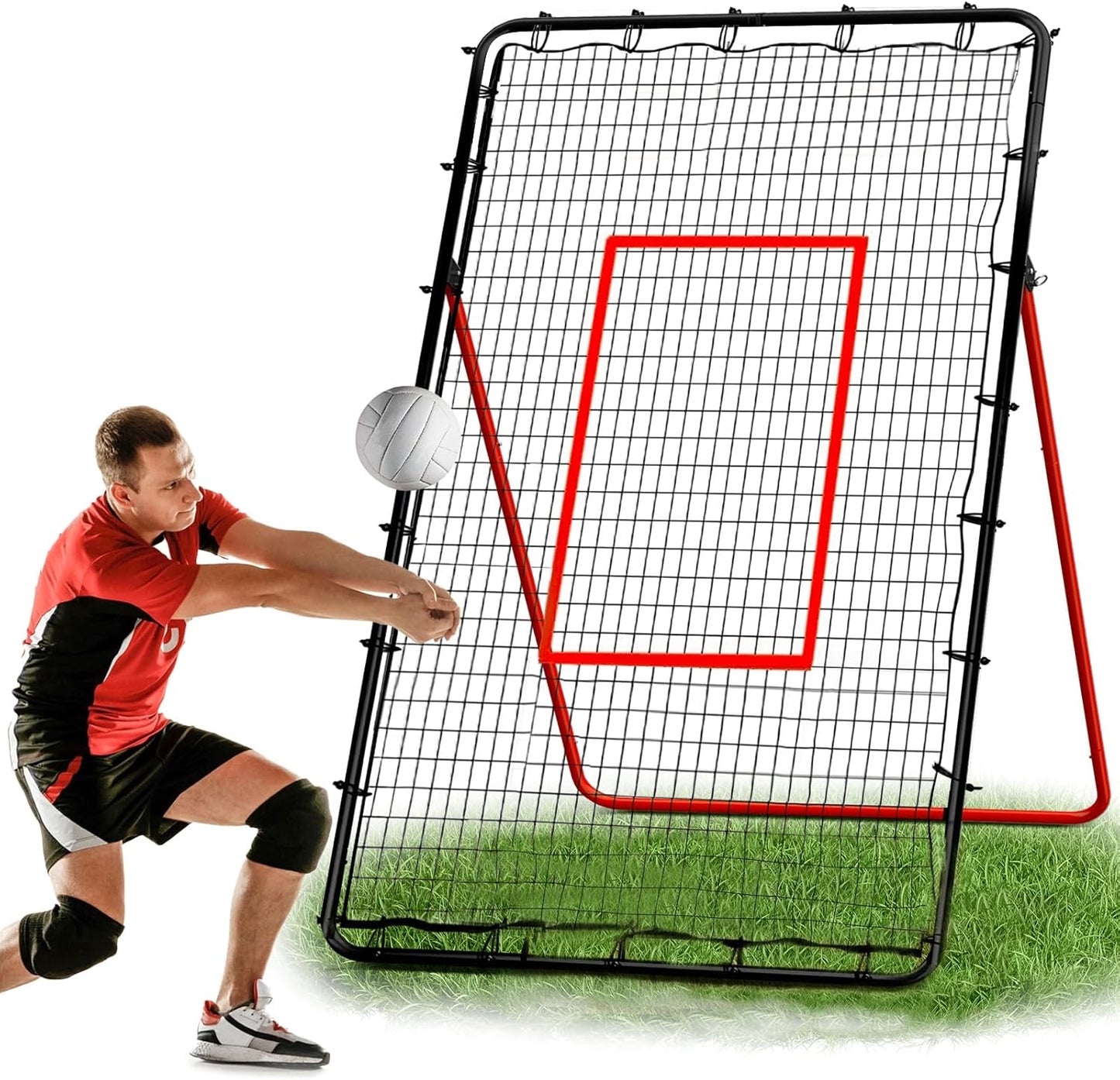 Portable 7x4 ft Volleyball Rebounder Net for Training Practice
