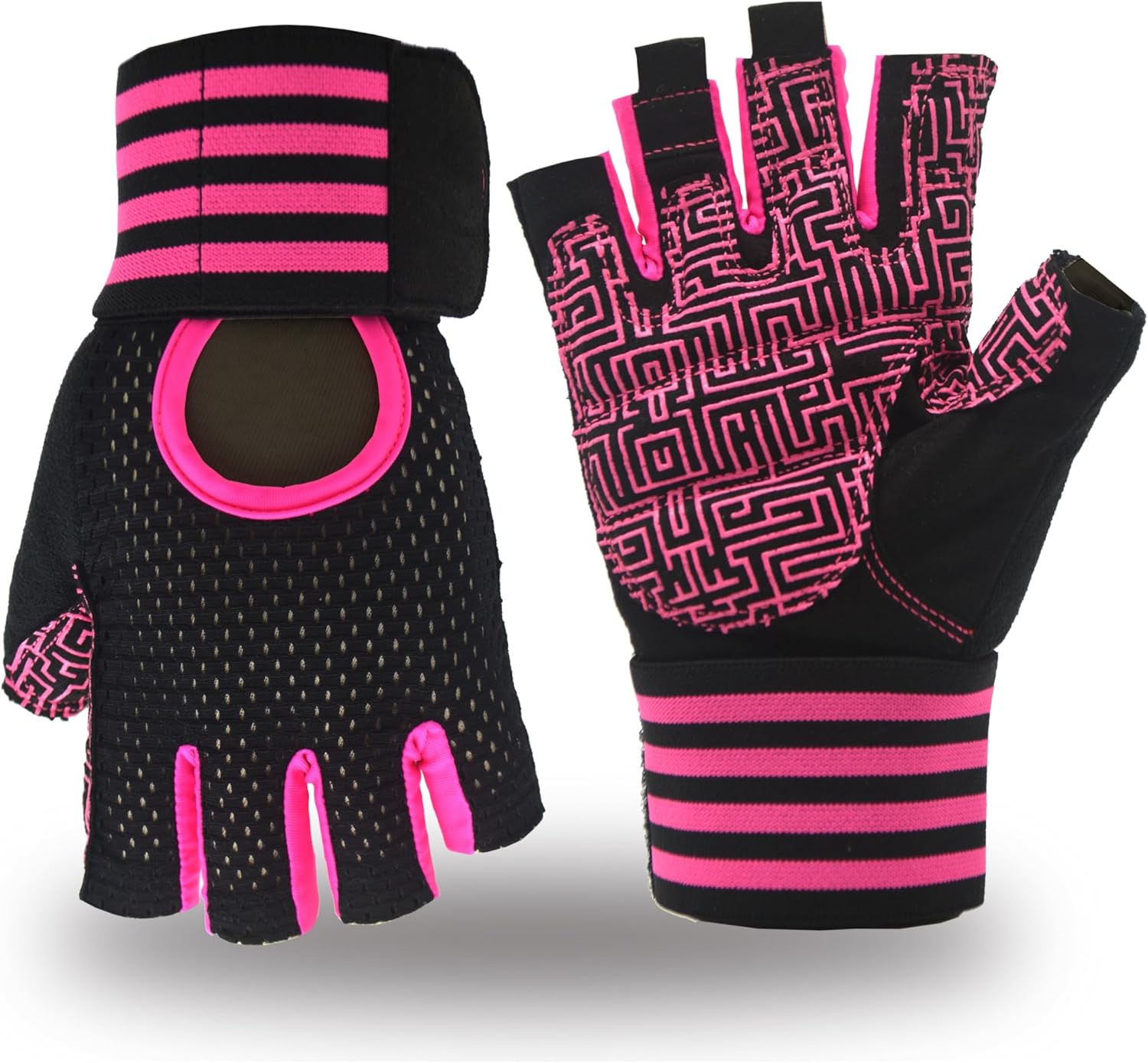Pink Padded Weightlifting Gloves with Wrist Support - VMFTS
