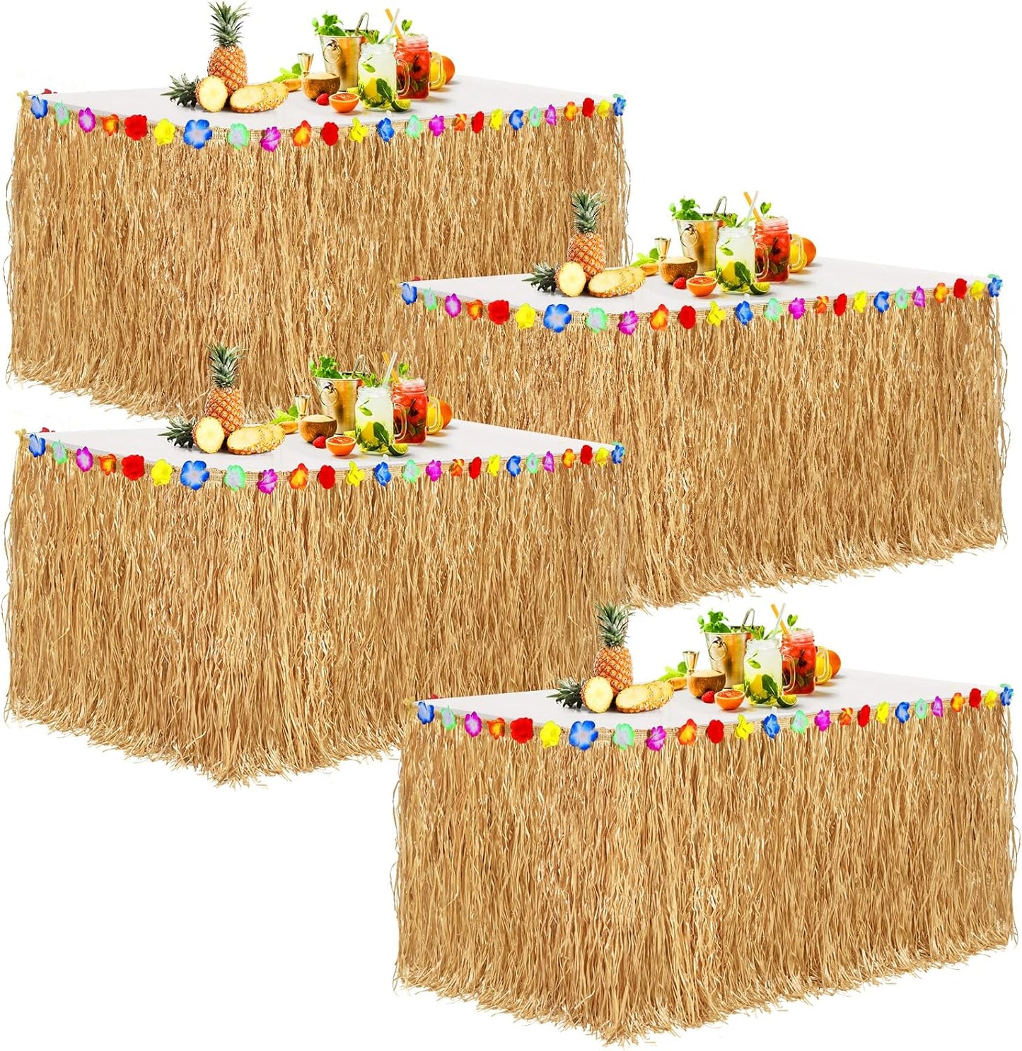 Thickened Grass Table Skirt for Tropical Luau Party Decor