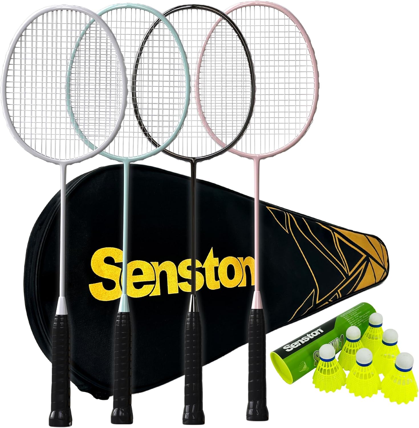 Senston Professional Badminton Rackets Set of 4 for Family Fun