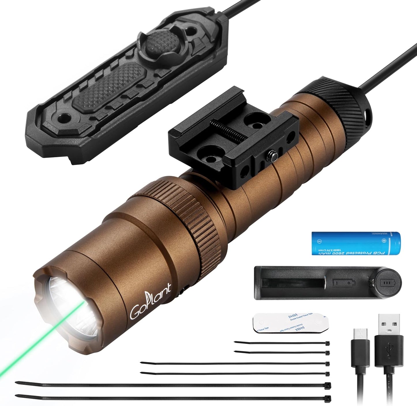 2500 Lumen Tactical Flashlight with Remote Switch for Rifles