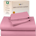100% Cotton Sateen King Sheet Set - Soft, Deep Pocket Comfort