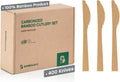 100% Bamboo Utensils - 400 Carbonized Knives Disposable Cutlery Set