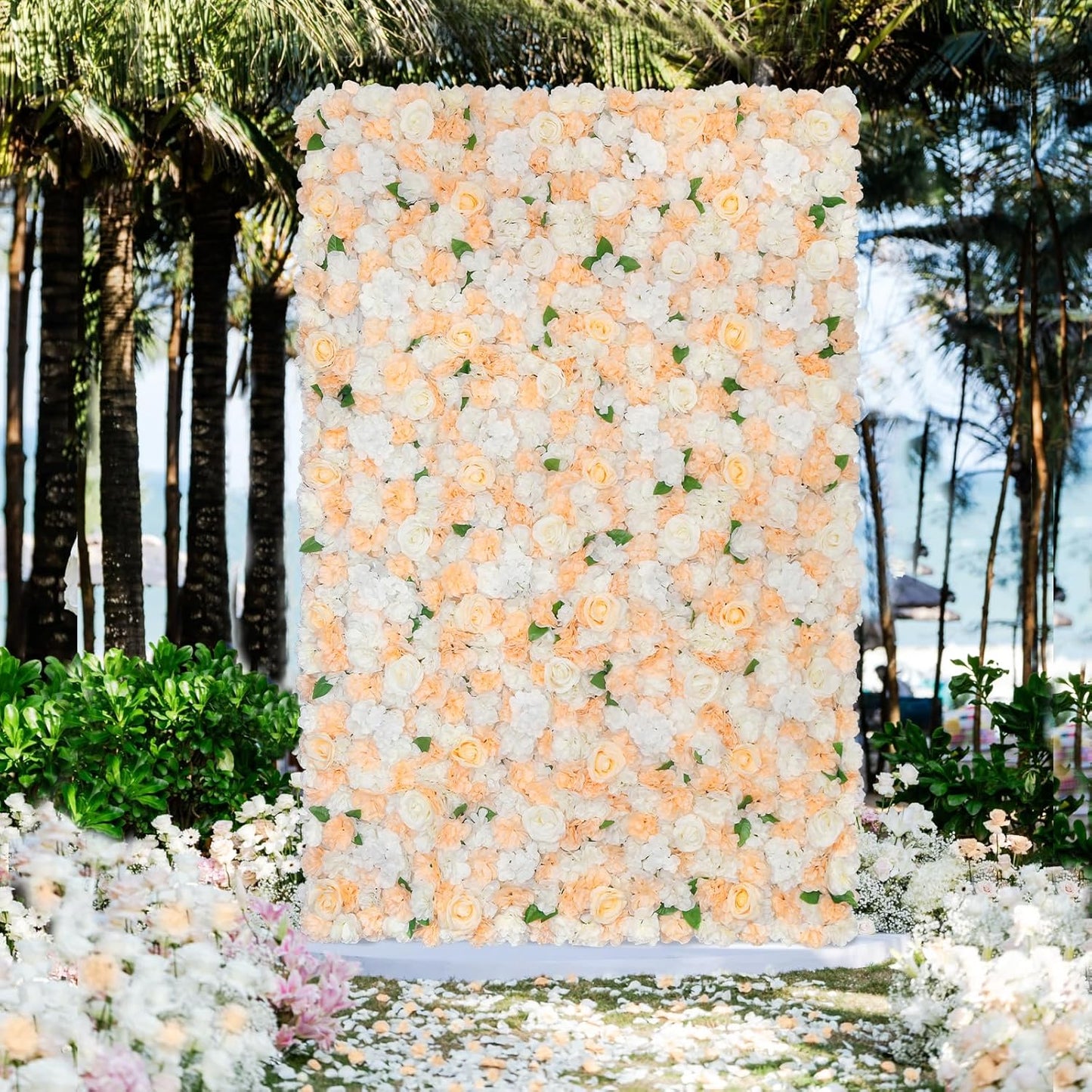 Champagne White Flower Wall Backdrop for Party Decor 12Pcs