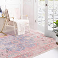 Area Rug 3x5 Vintage Ocean Pink Mixed - Soft Honeycomb Non-Slip