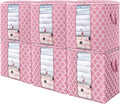 100L Pink Storage Bags 6 Pack - Large Blanket and Bedding Organizer