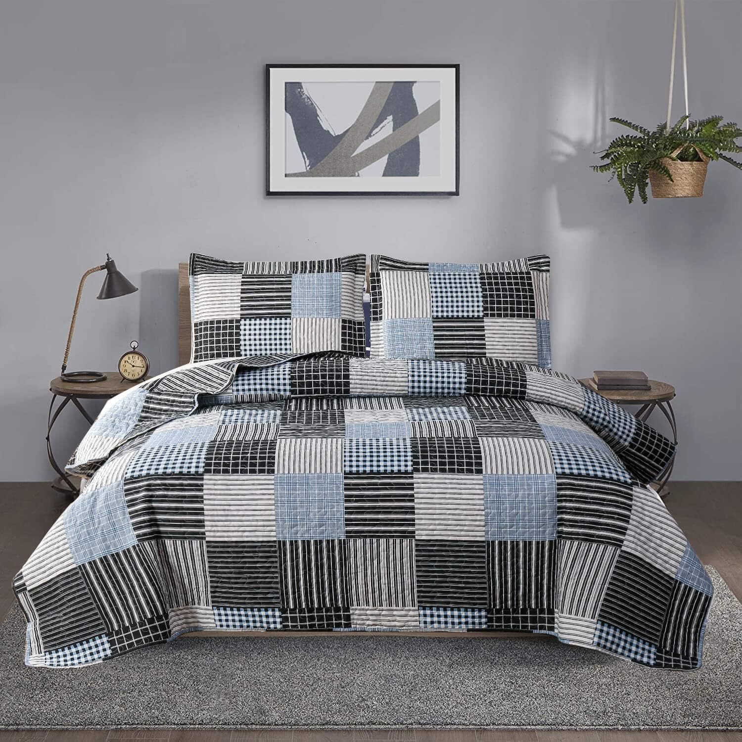 Modern Home Collection Twin Size Bedding Set - Reversible Quilt