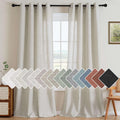 Living Room Linen Curtains Semi Sheer Grommet Panels - Pale Oak