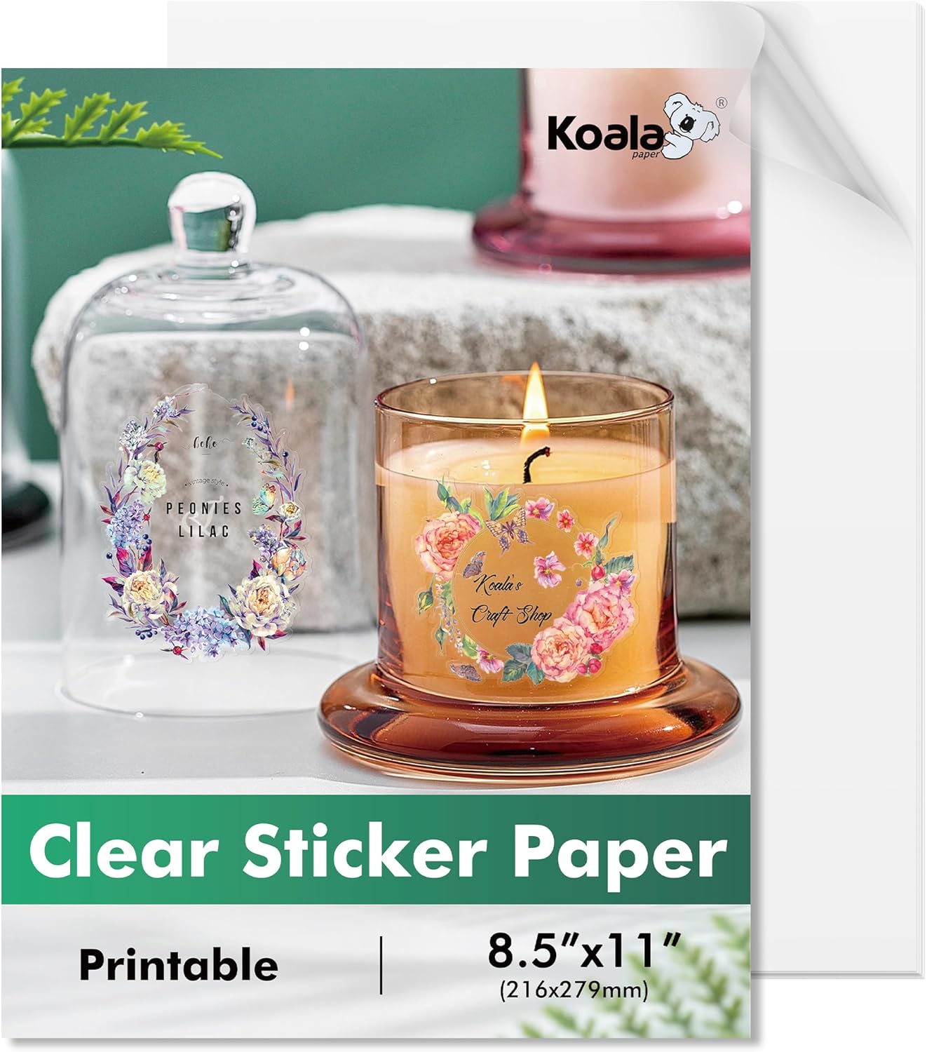 Crystal Clear Glossy Inkjet Sticker Paper by Koala - 18 Sheets