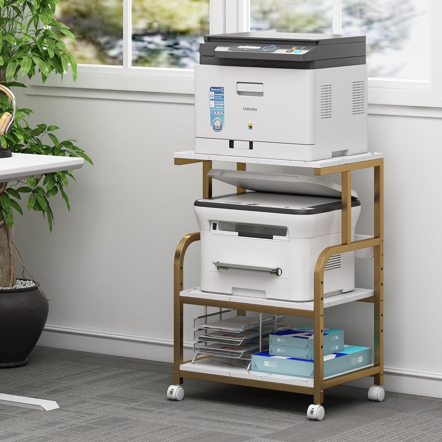 Printer Table with Storage for Home Office Organization Needs