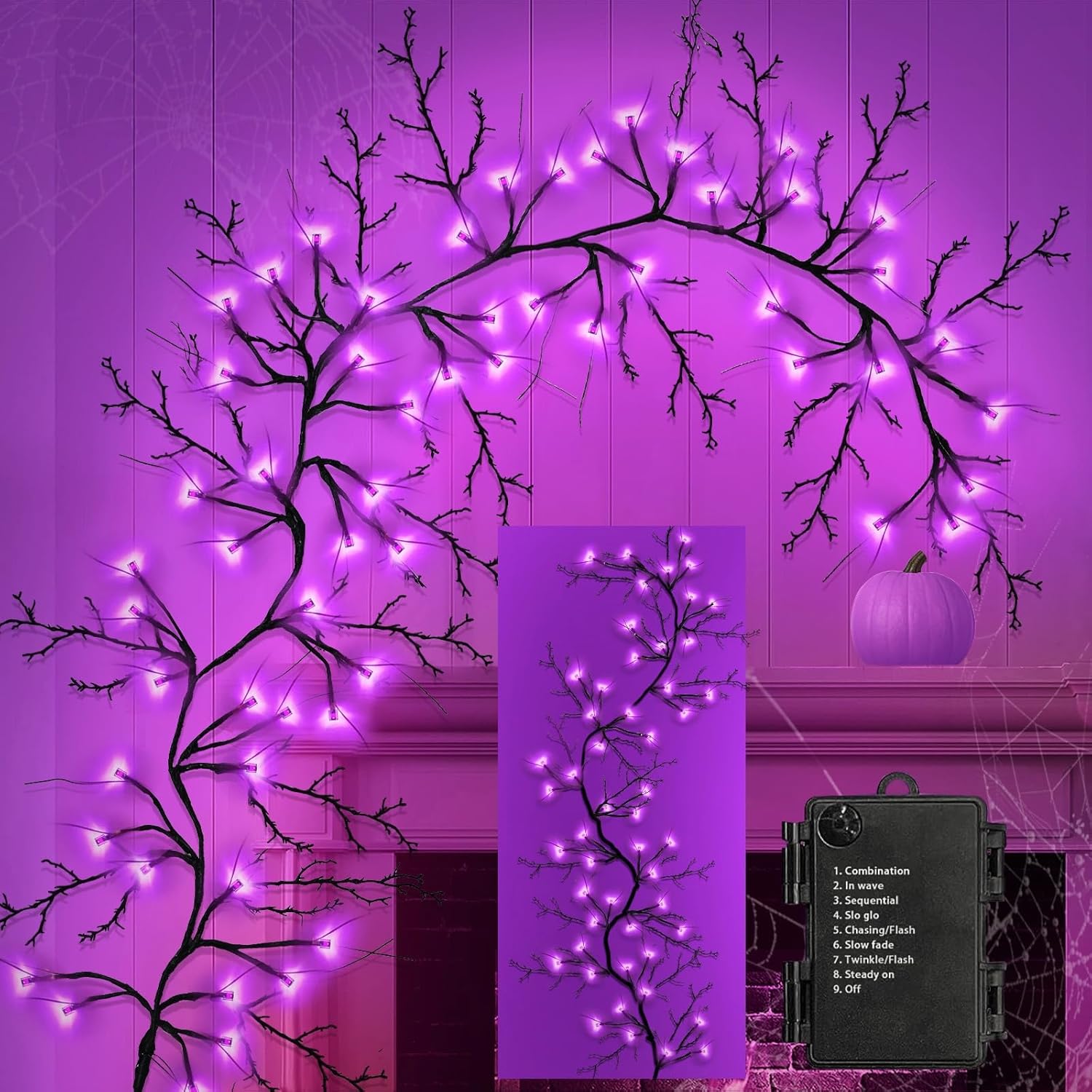 6Ft Halloween Willow Vine Twig Lights with 54 LED Purple Glow