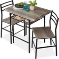 3-Piece Gray/Black Modern Dining Set - Space Saving Dinette