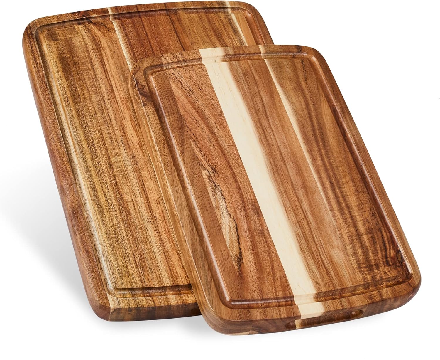 Set of 2 Acacia Wood Cutting Boards with Juice Groove Gift Box