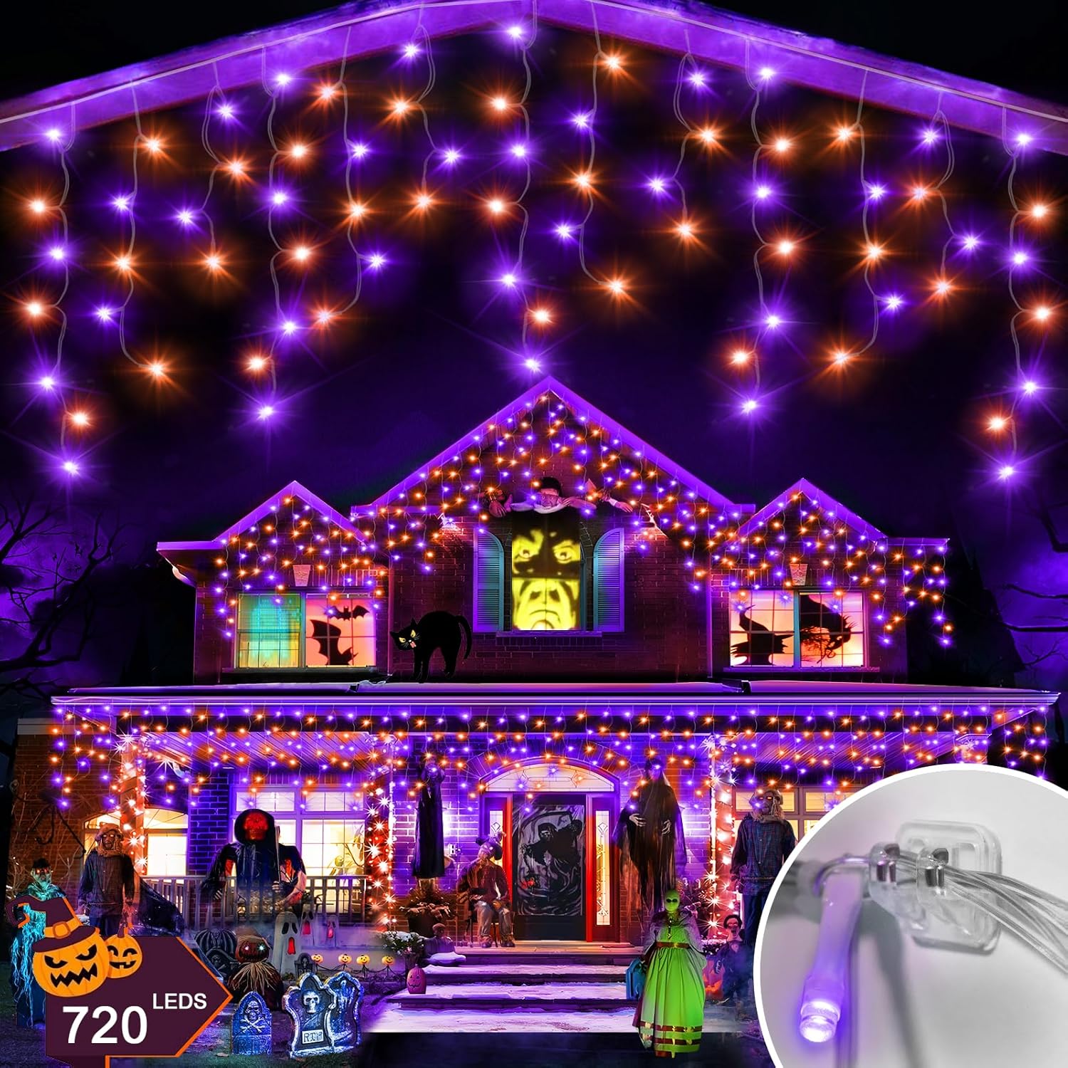 66 FT Halloween Lights Outdoor with 720 LED for Festive Decor