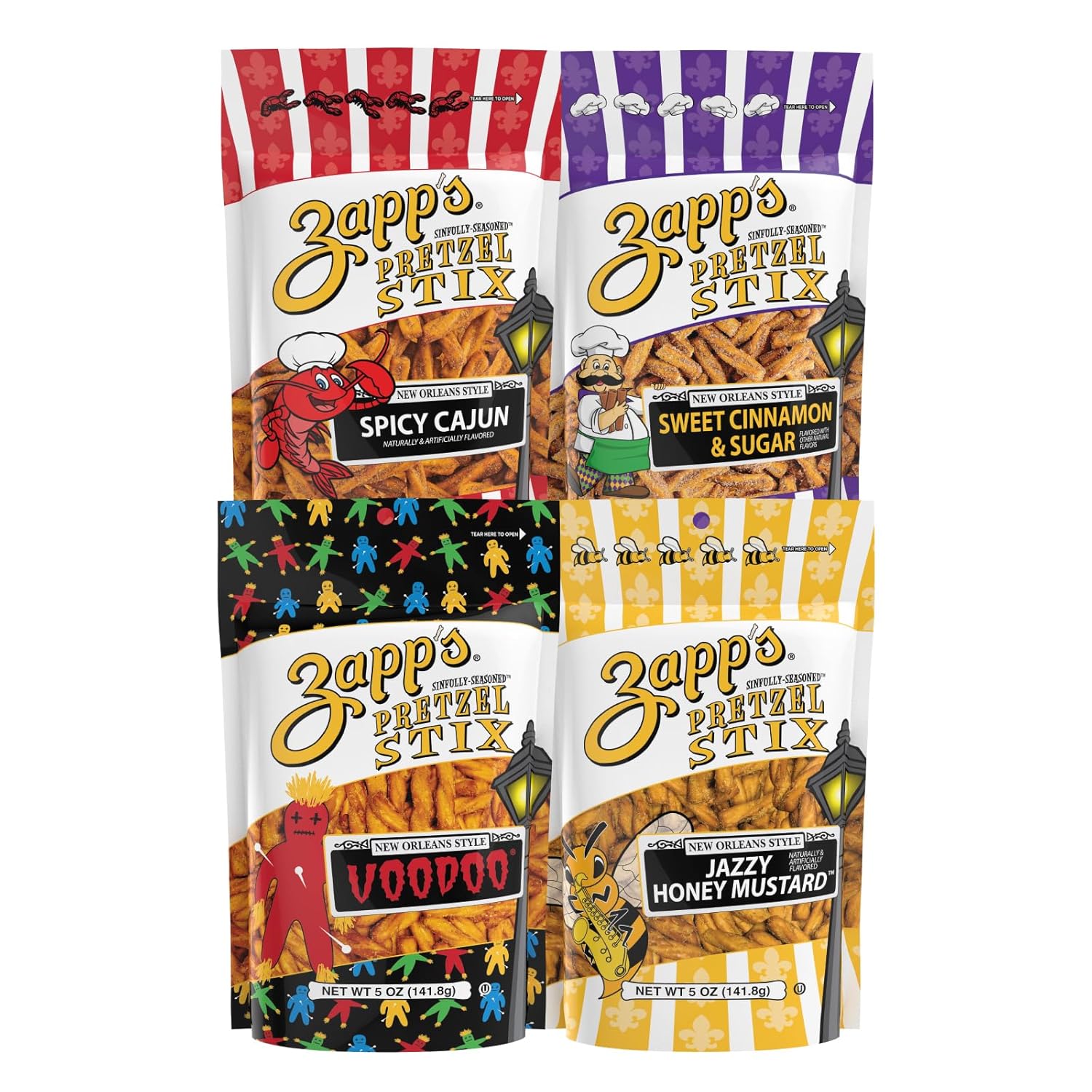 Zapps Pretzel Stix Variety Pack - Unique Flavors for Sharing