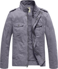 Men's Washed Cotton Military Jacket - Comfortable Commuter Outerwear