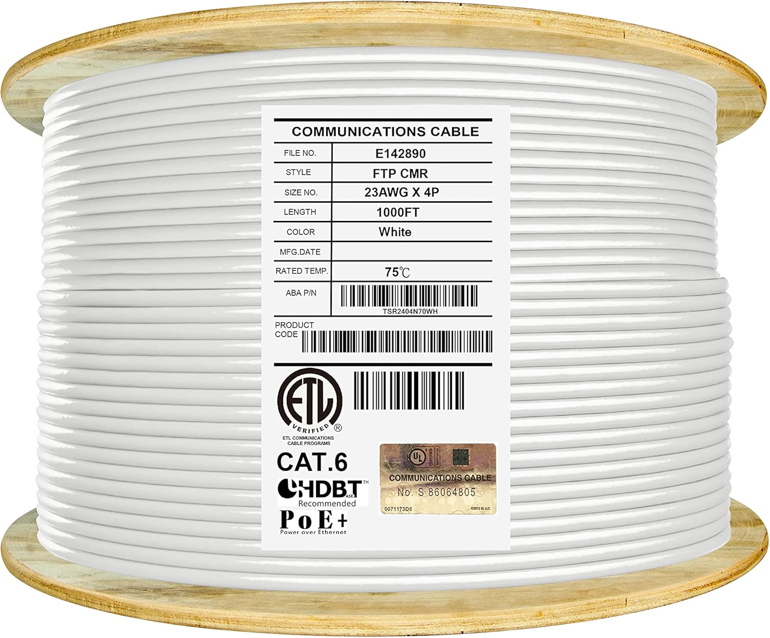 Cat6 Shielded Plenum Cable 1000ft for High Performance Networking