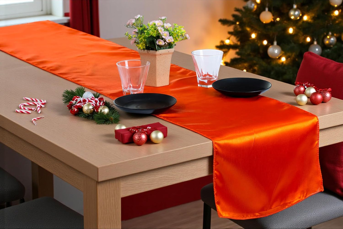 MDS Christmas Satin Table Runners - 20 Pack for Elegant Decor